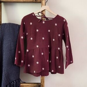 Madewell Mauve Floral Peplum Top (Size XXS)